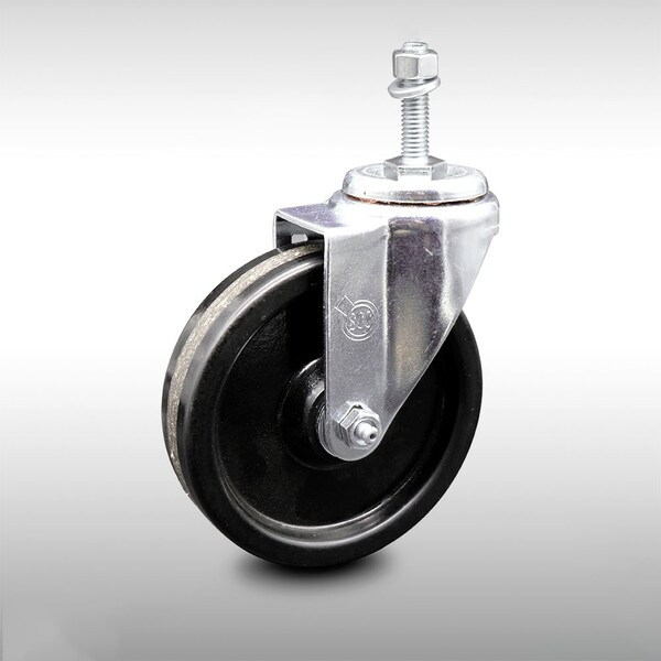 5 Inch SS Phenolic Wheel Swivel 10mm Threaded Stem Caster